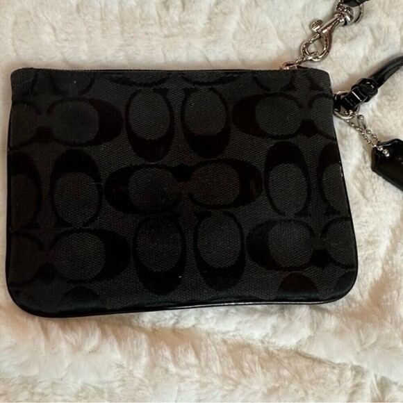 Coach Mini‎ Monogram Black Clutch Card Wallet Wristlet - Picture 10 of 16